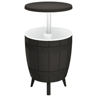 Table Basse D'extérieur 3 En 1 En Polypropylène Noir Avec Bouchon De Drainage