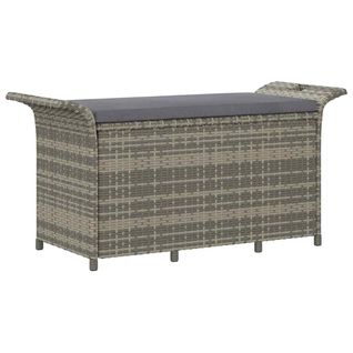 Banc De Jardin Avec Coussin Gris 116x46x57 Cm Résine Tressée