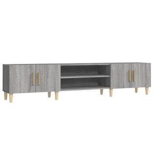 Meuble TV Moderne 180 X 31,5 X 40 Cm 4 Portes En Bois Contreplaqué Sonoma Gris