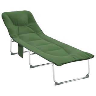 Chaise Longue Pliable Vert Foncé Tissu