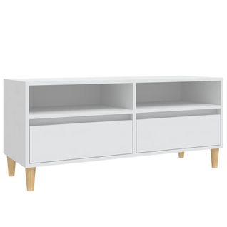 Meuble TV Blanc 100x34,5x44,5 Cm Bois Contreplaqué