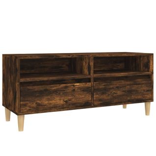 Meuble TV Chêne Fumé 100x34,5x44,5 Cm Bois Contreplaqué