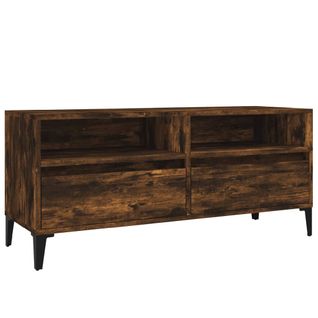Meuble TV Chêne Fumé 100x34,5x44,5 Cm Bois Contreplaqué