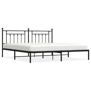 Cadre De Lit Métal Sans Matelas Avec Tête De Lit Noir 193x203cm