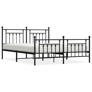 Cadre De Lit Métal Sans Matelas Avec Pied De Lit Noir 183x213cm