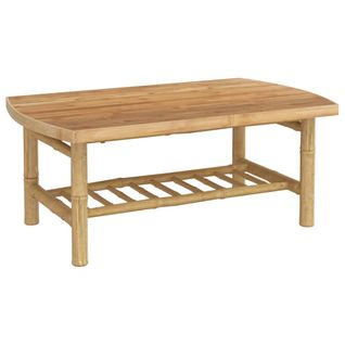 Table Basse De Jardin 90x55x37 Cm Bambou Bout De Canapé Table D'appoint Salon Intérieur