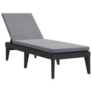 Chaise Longue Avec Coussin Anthracite 186x60x29 Cm Pp