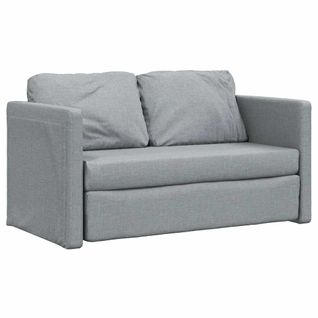 Canapé-lit 2-en-1 Tissu 112x174x55 Cm Gris Clair Avec Coussin