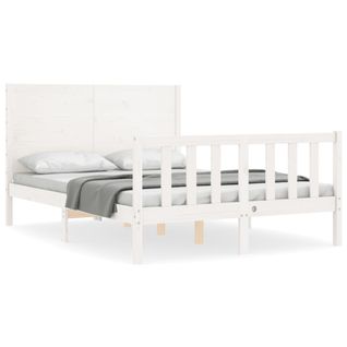 Cadre De Lit Sans Matelas Blanc 140x190 Cm Bois De Pin Massif