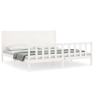 Cadre De Lit Sans Matelas Blanc 200x200 Cm Bois Massif De Pin