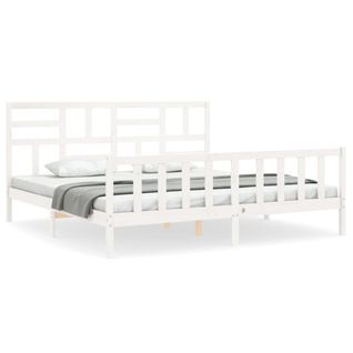 Cadre De Lit Sans Matelas Blanc 200x200 Cm Bois Massif De Pin