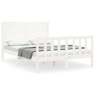 Cadre De Lit Sans Matelas Blanc 140x190 Cm Bois De Pin Massif