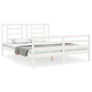 Cadre De Lit Sans Matelas Blanc 160x200 Cm Bois Massif