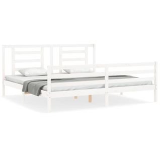Cadre De Lit Sans Matelas Blanc 200x200 Cm Bois Massif