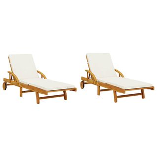 Chaises Longues Lot De 2 Avec Coussins 200x68x83 Cm Bois Acacia
