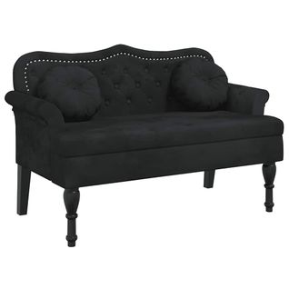 Banc Avec Coussins Noir 120,5x65x75 Cm Velours