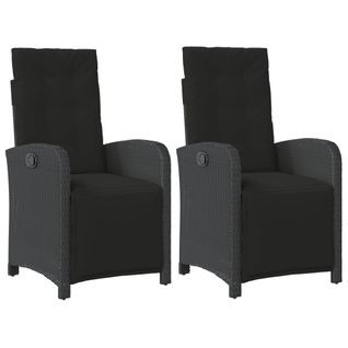 Chaises Inclinables De Jardin Lot De 2 Repose-pied Noir Rotin