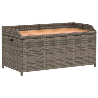 Banc De Rangement Gris Résine Tressée Et Bois D'acacia