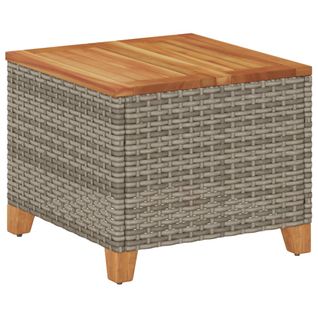 Table basse De Jardin Gris 45x45x37 Cm Résine Tressée Et Bois Acacia