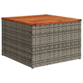 Table basse De Jardin Gris 55x55x37 Cm Résine Tressée Et Bois Acacia