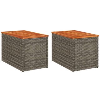 Tables D'appoint De Jardin 2 Pièces Gris Rotin Bois Massif