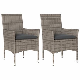 Chaises De Jardin Avec Coussins Lot De 2 Gris Résine Tressée