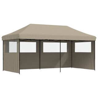 Tente De Réception Pliable Escamotable 3 Parois Latérales Taupe