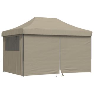 Tente De Réception Pliable Escamotable 4 Parois Latérales Taupe