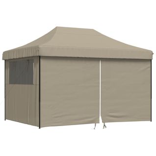 Tente De Réception Pliable Escamotable 4 Parois Latérales Taupe