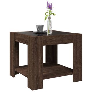 Table Basse Avec LED Chêne Marron 53x53x45 Cm Bois D'ingénierie