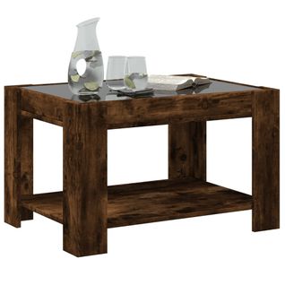 Table Basse Avec LED Chêne Fumé 73x53x45 Cm Bois D'ingénierie