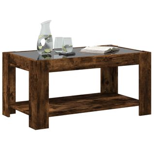 Table Basse Avec LED Chêne Fumé 93x53x45 Cm Bois D'ingénierie