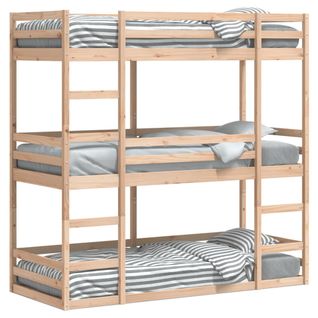 Lit Superposé Triple Sans Matelas 80x200 Cm Bois De Pin Massif