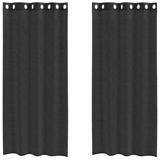 Rideaux En Voile Avec Oeillets 2 Pièces Noir 140x245 Cm