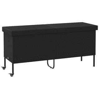 Boîte De Rangement De Jardin Et Roues Noir Résine Tressée