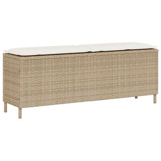 Banc De Jardin Avec Coussin Beige 110x30x40,5 Cm Résine Tressée
