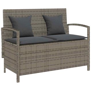 Banc De Rangement De Jardin Avec Coussin Gris Résine Tressée