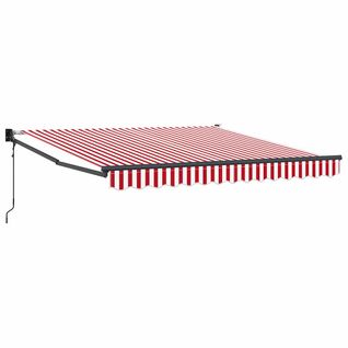 Auvent Rétractable Rouge Et Blanc 350 X 250 Cm Tissu