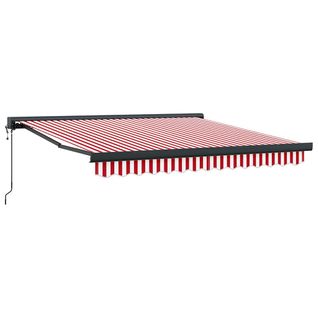 Auvent Rétractable Rouge Et Blanc 350 X 250 Cm Tissu, Métal