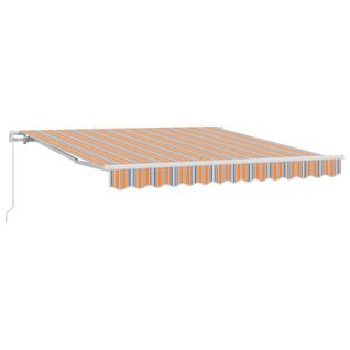 Auvent Rétractable Orange Gris Bleu Blanc 350 X 250 Cm Tissu