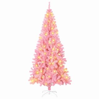 Sapin De Noël Avec 300 LED Avec Support Rose 180 Cm Pvc