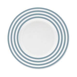 Assiette Dessert À Rayures Bleu Jean En Porcelaine 22cm - Lot De 6