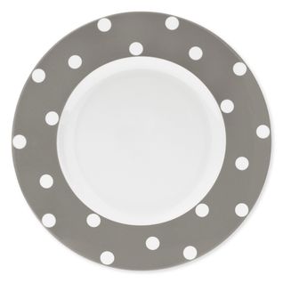 Assiette Plate À Pois Taupe En Porcelaine 29cm - Lot De 6