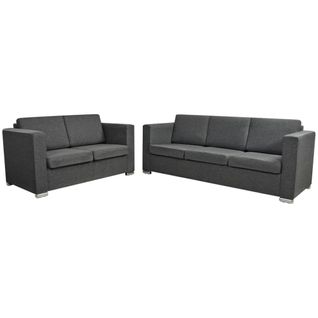 Ensemble De Canapés Deux Pièces Tissu Gris Foncé