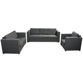 Ensemble De Canapés Trois Pièces Tissu Gris Foncé