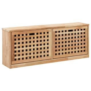 Banc De Rangement De Chaussures 94x20x38cm Bois Massif De Noyer
