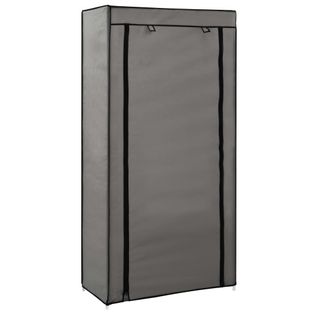Armoire à Chaussures Avec Housse Gris 58x28x106 Cm Tissu