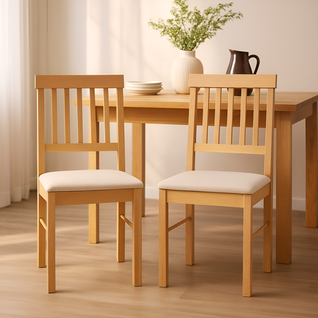 Chaises à Manger Coussins 2 Pièces Bois Massif Caoutchouc