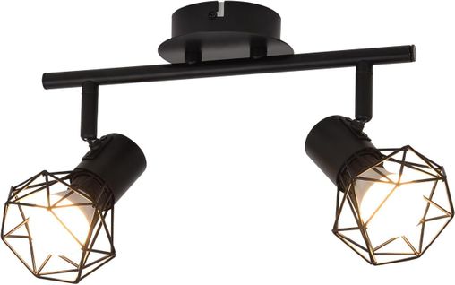 Plafonnier Industriel 2 Flammes Pivotant E14 - Spot De Plafond Blanc Noir