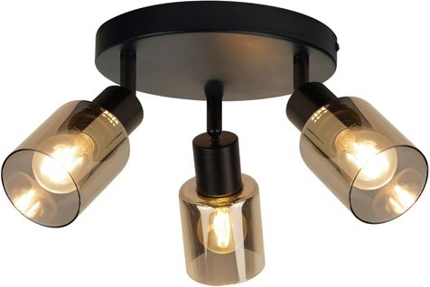 Lampe De Plafond Industrielle Noir à 3 Flammes E14 Pour Salon Et Décoration Intérieure